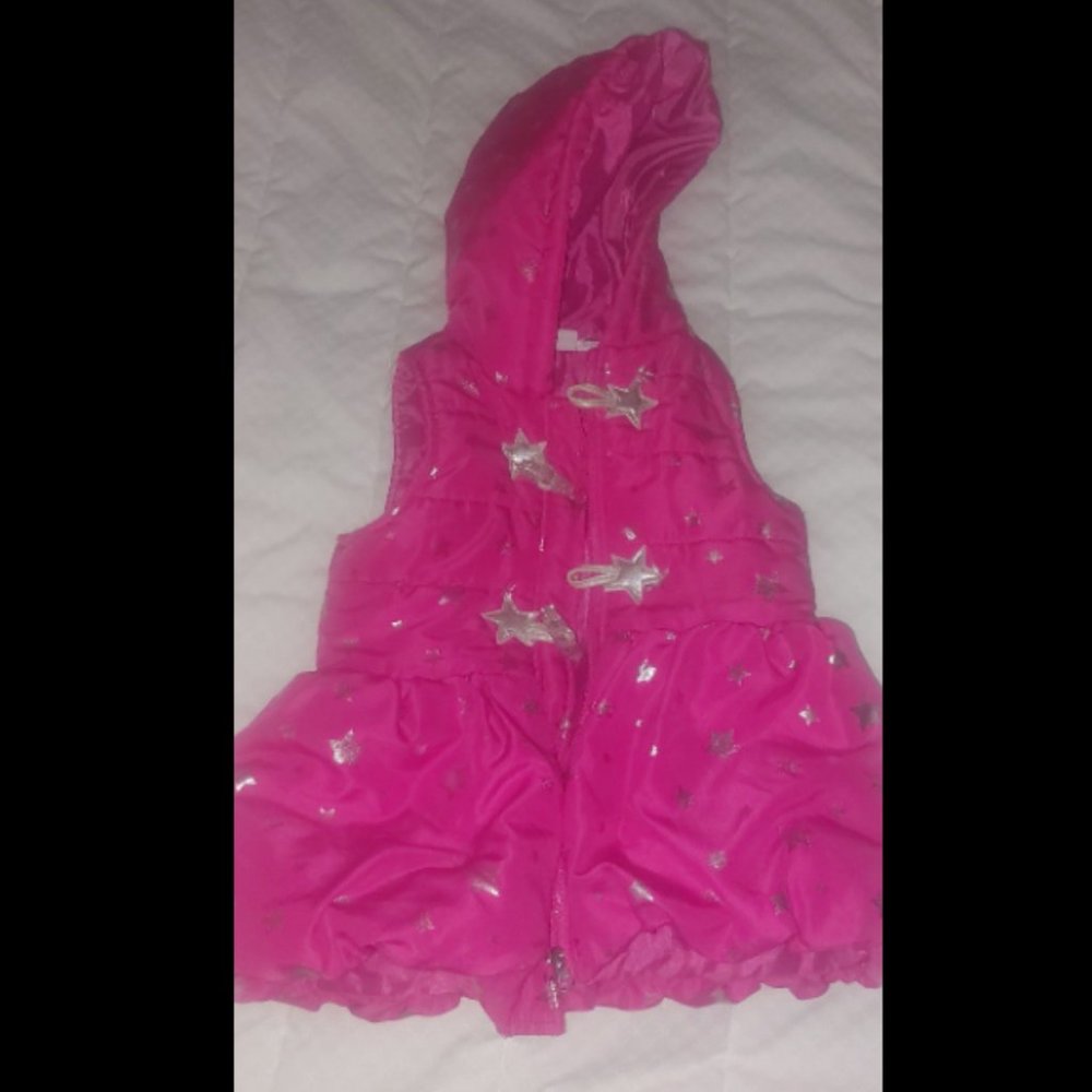 Girls kids headquarters 4t white pink striped pullover rainbow star And Vest